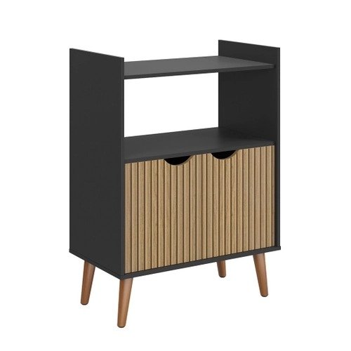 Aparador Buffet Retrô 2 Portas Grécia Ripado 3D Preto/Ripado - Lar Sereno
