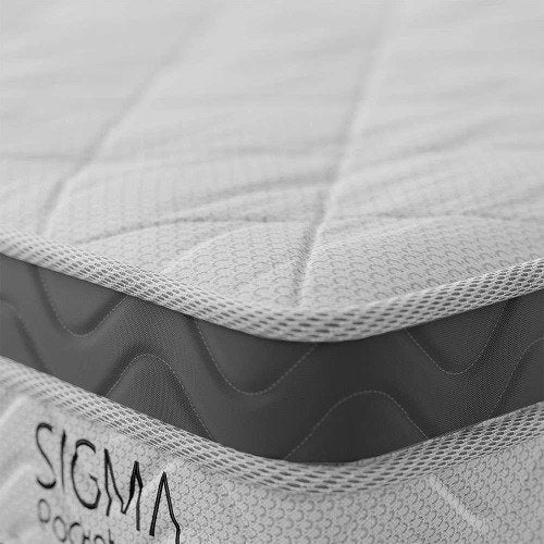 Cama Box com Colchão Solteirão Sigma Molas Ensacadas Branco e Cinza - Lar Sereno