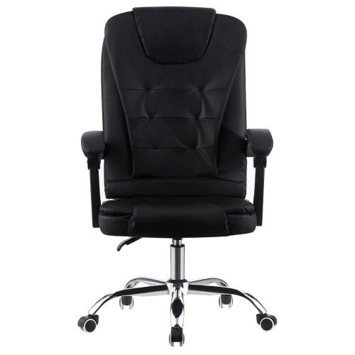 Cadeira de Escritório Presidente Base Cromada com Rodinha Preta - Lar Sereno