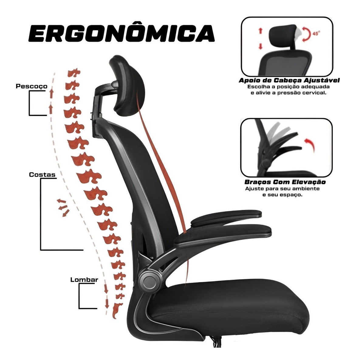 Kit 2 Cadeira De Escritório Giratória Preta Com Rodinhas Cor Preto - Lar Sereno