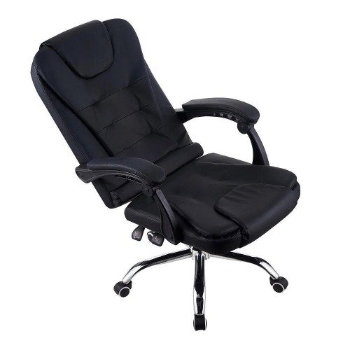 Cadeira de Escritório Presidente Base Cromada com Rodinha Preta - Lar Sereno