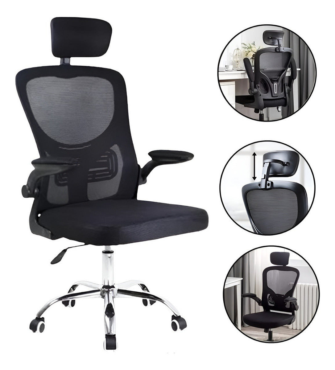 Kit 2 Cadeira De Escritório Giratória Preta Com Rodinhas Cor Preto - Lar Sereno