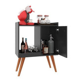 Aparador Buffet Balcão Cantinho do Café Retrô 1 Porta Linus – Preto - Lar Sereno