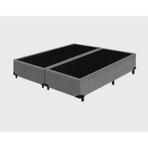 Base Cama Box Bipartido Premium Casal Sued Cinza - Lar Sereno