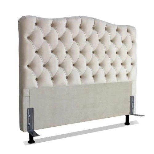 Cabeceira De Cama Box King 195 Cm Veludo Bege Claro - Lar Sereno
