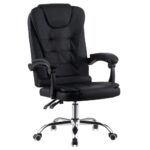 Cadeira de Escritório Presidente Base Cromada com Rodinha Preta - Lar Sereno