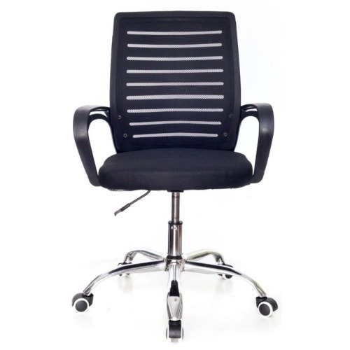 Cadeira De Escritorio Com Base Cromada – Preta - Lar Sereno