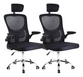 Kit 2 Cadeira De Escritório Giratória Preta Com Rodinhas Cor Preto - Lar Sereno