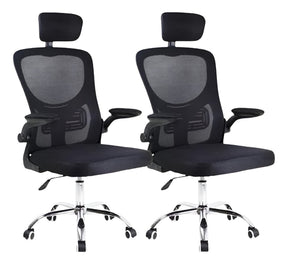 Kit 2 Cadeira De Escritório Giratória Preta Com Rodinhas Cor Preto - Lar Sereno